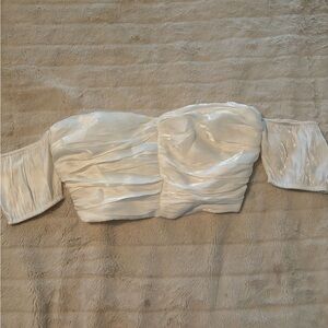 Forever 21 satin shimmery off the shoulder crop top